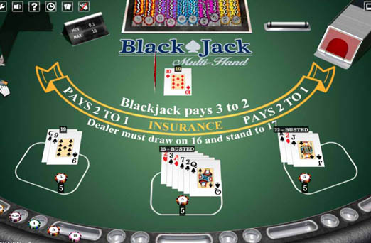 Partie de jeu de Blackjack en ligne