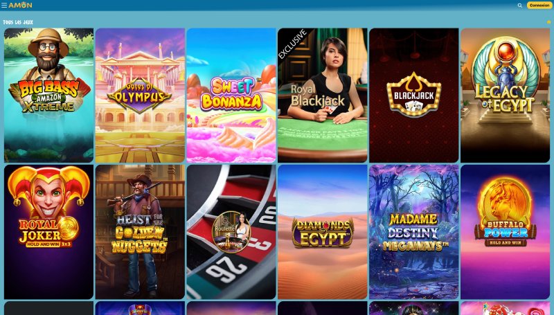jeux de casino disponibles sur AmonCasino